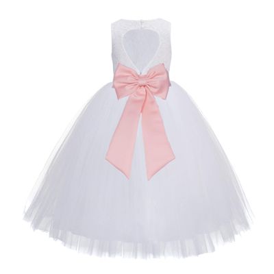 ekidsbridal White Heart Cutout Floral Lace Flower Girl Dress Mini Bride Wedding 172T 12