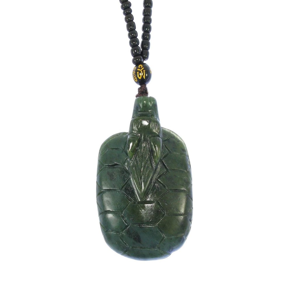 2.1" China Certified Nature Hetian Nephrite Jade Wealth Turtle Dragon Hand Carved Pendant 2496
