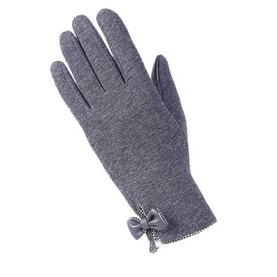 Fashion Elegant Womens Touch Screen Gloves Winter Ladies Lace Warm Cashmere Bow Full Finger Mittens Wrist Guantes Gift E Gray