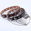 AMOYER Single Eyelet Grommet PU Leather Belt Fashion Women Waist Belt Hollow Rivets Belt Single Prong Belt Buckle for Female Ladies Adjustable Black view 2