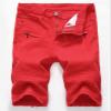 Yollmart Men's Destroyed Jeans Denim Shorts Ripped Skinny Motor Pants062red-40 view 3