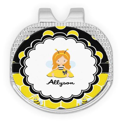 YouCustomizeIt Personalized Honeycomb, Bees & Polka Dots Golf Ball Marker - Hat Clip - Silver
