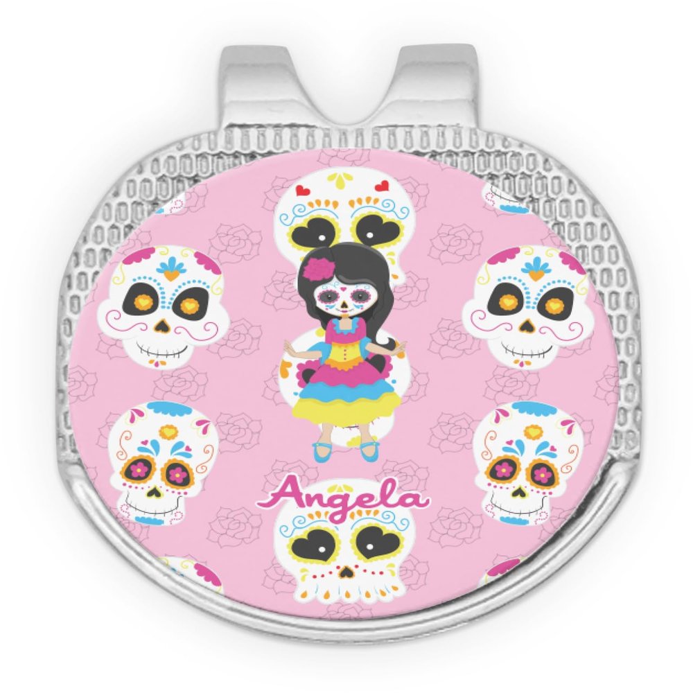 YouCustomizeIt Personalized Kids Sugar Skulls Golf Ball Marker - Hat Clip - Silver