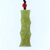 2.4" China Certified Nature Hetian Nephrite Jade Blessing Bat and Bamboo Hand Carved Necklace Pendant 7087 view 3