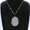 1.9" China Certified Grade A Nature Hisui Jadeite Jade Blessing Kwan-yin Necklace Pendants 6278 view 1