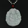 1.9" China Certified Grade A Nature Hisui Jadeite Jade Blessing Kwan-yin Necklace Pendants 6278 view 2