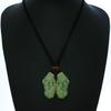 1.6" China Certified Grade A Nature Hisui Jadeite Jade Wealth Pixiu Pair Necklace Pendants view 2