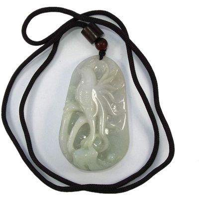 2.2"China Certified Grade A Nature Hisui Jadeite Jade Auspicious Rooster Necklace Pendants