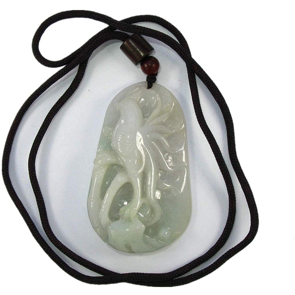 2.2"China Certified Grade A Nature Hisui Jadeite Jade Auspicious Rooster Necklace Pendants