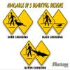 2 Hunter Dragging Killed Deer (Gun) Yellow Diamond Crossing 9" Decals Buck Xing Zone Sign Parody Novelty Truck Vinyl Stickers (2 Decal Set - Deer(Gun)) view 3