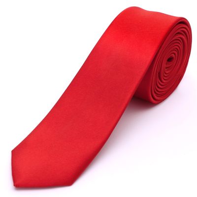 Landisun Red Tie Men Women Solid Skinny Ties Slim Ties Satin Tie-Red