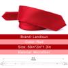 Landisun Red Tie Men Women Solid Skinny Ties Slim Ties Satin Tie-Red view 4