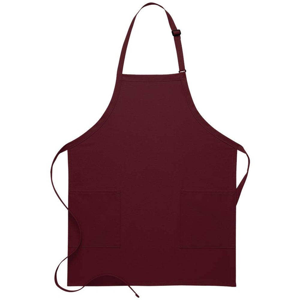 DayStar Apparel 230 Two Patch Pocket Bib Apron (6 Pack), Maroon