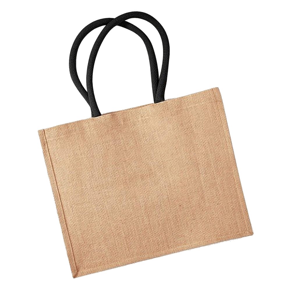 Westford Mill Classic Jute Shopper Bag (21 Liters) (Pack of 2) (One Size) (Natural/Black)