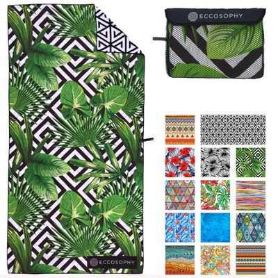 ECCOSOPHY Microfiber Beach Towel -Sand Free Towels are Quick Dry, Light Weight, Super Absorbent-Perfect Pool, Travel, Cruise, Camping Essentials-Oversized Extra Large for Adults (Madagascar)