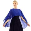 inlzdz Women's Sheer Cape Wrap Chiffon Bridesmaid Wedding Bridal Shawl Shrug for Evening Party Dress Cover Up Azure One Size view 1