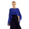 inlzdz Women's Sheer Cape Wrap Chiffon Bridesmaid Wedding Bridal Shawl Shrug for Evening Party Dress Cover Up Azure One Size view 2