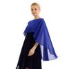 inlzdz Women's Sheer Cape Wrap Chiffon Bridesmaid Wedding Bridal Shawl Shrug for Evening Party Dress Cover Up Azure One Size view 3
