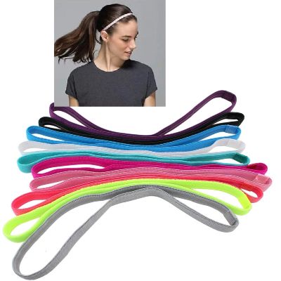 Girls Sport Headbands Non-Slip Hairband - Elastic Single Skinny Sweatbands for Guide Sweat When Running Soccer Basketball Yoga Tennis Cycling Exercise Head Bands for Women10 Pack (10 Color Mixing)