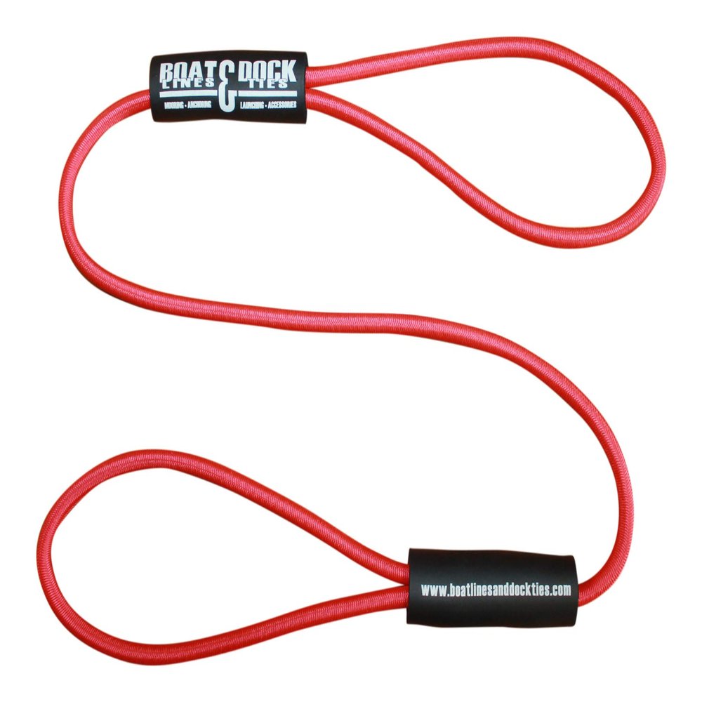 Boat Lines & Dock Ties Basic Bungee Boat Dock Ties with Floats (Red, 36" - 2 Pack)