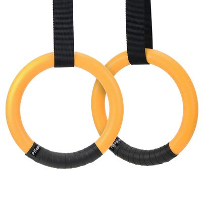 PACEARTH Gymnastic Rings Orange/Green/Red/Black/Grey 1100lbs Capacity with 14.76ft Adjustable Buckle Straps Pull Up Exercise Rings Non-Slip Rings for Home Gym Full Body Workout (Yellow)