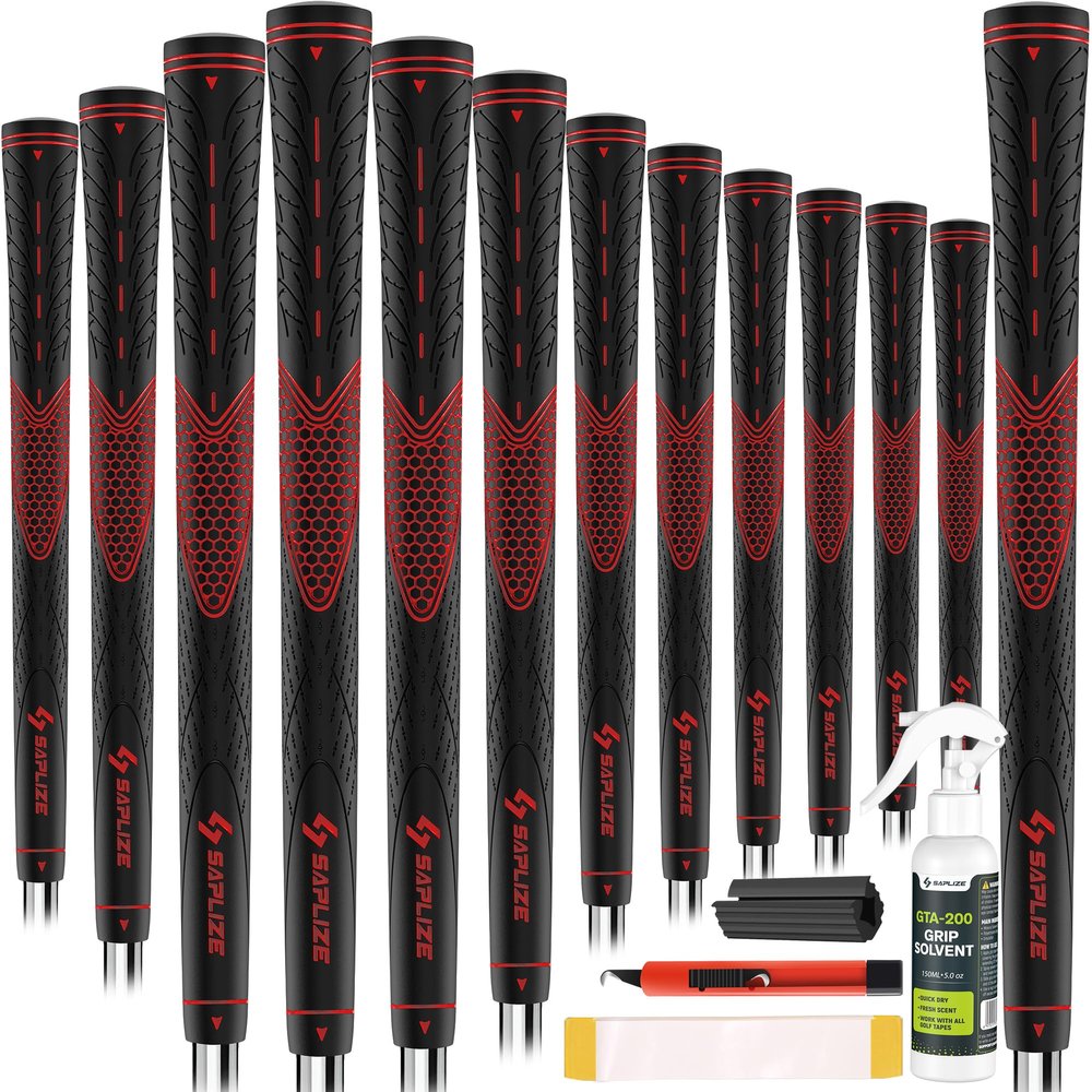 SAPLIZE Golf Grips Set of 13, Bundle with Tape or Full Regripping Kit, Jumbo / Mid / Standard / Undersize, Women / Men Anti-slip Rubber Golf Club Grips, CC01 Series