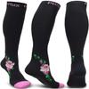 Physix Gear Compression Socks - Best Men & Womens Compression Socks for Circulation, Running, Nurses, Athletic Use Sock Compression, Blood Pressure Socks, Calcetines de, Black/Pink Flower, L/XL view 1