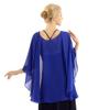 Freebily Women's Chiffon Cape Shawls and Wraps for Bridesmaid Wedding Capes Cover Up Evening Dress Blue One Size view 3