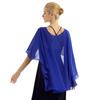 Freebily Women's Chiffon Cape Shawls and Wraps for Bridesmaid Wedding Capes Cover Up Evening Dress Blue One Size view 4
