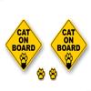 (2) 7" CAT on Board and 2 Paw Print 2'' Decals Cats Paws Onboard Yellow Diamond Car Sticker Safety Sign Vehicle Minivan SUV Vinyl Stickers ((2) 7" On Board & (2) 2'' Paw Prints) view 1