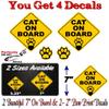 (2) 7" CAT on Board and 2 Paw Print 2'' Decals Cats Paws Onboard Yellow Diamond Car Sticker Safety Sign Vehicle Minivan SUV Vinyl Stickers ((2) 7" On Board & (2) 2'' Paw Prints) view 2