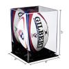 Better Display Cases Acrylic Rugby Ball Display Case Vertical with Mirror and Black Risers (A060-BR) view 2