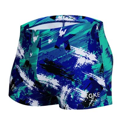 K898 Men's Square Leg Swimming Jammer Shorts UPF50+,Men Swimsuit Swim Jammers Fabric Shape Retention (Green&Blue,XL)