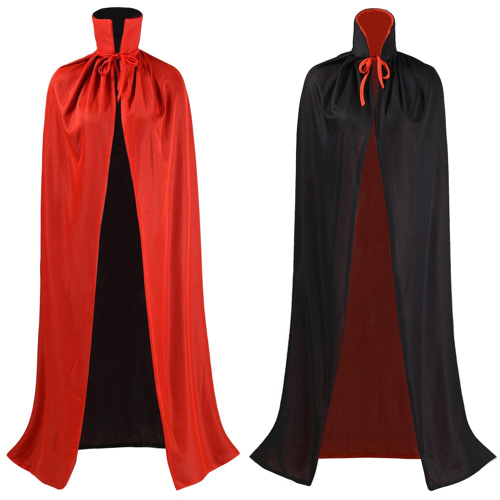 OurLore Black and Red Reversible Halloween Christmas Cloak Masquerade Party Cape Costume (35 inch, Stand Collar)