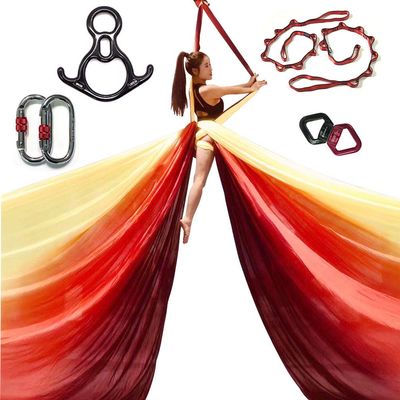 Aerial Silks Starter Kit - Durable 11Yards of Aerial Yoga Hammock with Hardware, Aerial Swing for Acrobatic Flying Yoga & All Levels (Aerial Rigging Point Up to 14ft)