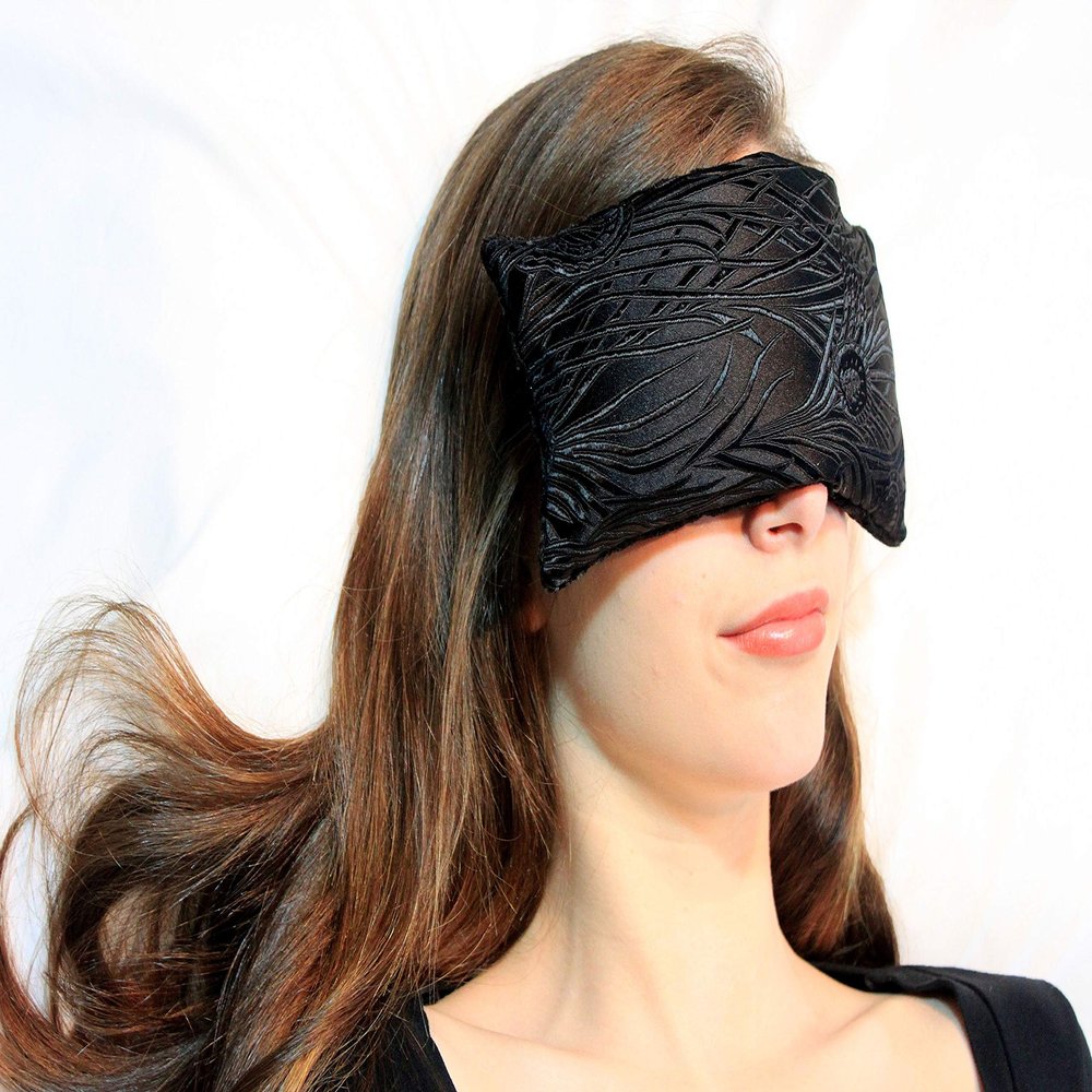 Candi Andi Handmade Luxe Serenity Eye Pillow - All-Natural Flaxseed & Lavender Scented  Weighted Eye Mask for Yoga, Meditation, Hot & Cold Therapy -Black Magic - TEPL-BM