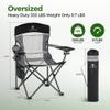 ALPHA CAMP Oversized Mesh Back Camping Folding Chair Heavy Duty Support 350 LBS Collapsible Steel Frame Quad Chair Padded Arm Chair with Cup Holder Portable for Outdoor (Black/Grey) view 2