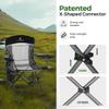 ALPHA CAMP Oversized Mesh Back Camping Folding Chair Heavy Duty Support 350 LBS Collapsible Steel Frame Quad Chair Padded Arm Chair with Cup Holder Portable for Outdoor (Black/Grey) view 3