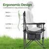 ALPHA CAMP Oversized Mesh Back Camping Folding Chair Heavy Duty Support 350 LBS Collapsible Steel Frame Quad Chair Padded Arm Chair with Cup Holder Portable for Outdoor (Black/Grey) view 4