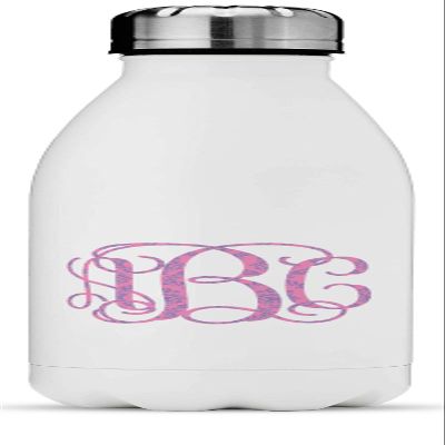 Personalized Pink & Purple Damask Water Bottle - 17 oz. - Stainless Steel - Full Color Printing