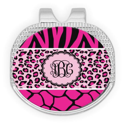 YouCustomizeIt Personalized Triple Animal Print Golf Ball Marker - Hat Clip - Silver