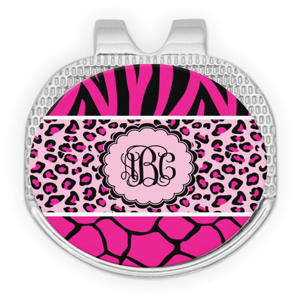 YouCustomizeIt Personalized Triple Animal Print Golf Ball Marker - Hat Clip - Silver