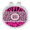 YouCustomizeIt Personalized Triple Animal Print Golf Ball Marker - Hat Clip - Silver view 1