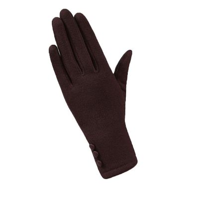 Fashion Elegant Womens Touch Screen Gloves Winter Ladies Lace Warm Cashmere Bow Full Finger Mittens Wrist Guantes Gift 19B Brown