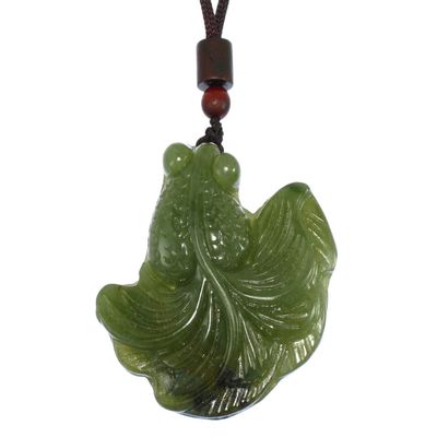 2" China Certified Nature Hetian Nephrite Jade Gold Fish Hand Carved Necklace Pendant 3777