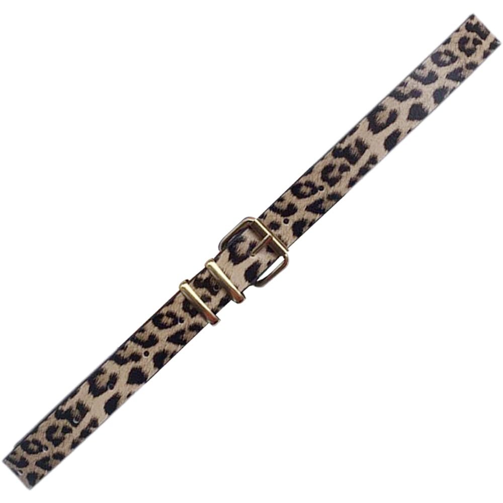 AMOYER Women Casual Faux PU Leather Belt Fashion Female Waist Belt for Pants Jeans Waistband with Alloy Buckle Leopard Print Belts