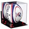 Better Display Cases Acrylic Rugby Ball Display Case Vertical with Mirror, Wall Mount and Red Risers (A060-RR) view 1