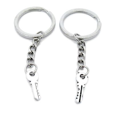 100 PCS Antique Silver Keyrings Keychains Key Ring Chains Tags Clasps AA461 Fake Skeleton Key
