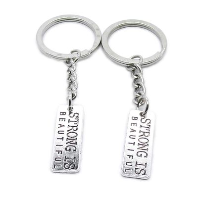 1 PCS Antique Silver Keyrings Keychains Key Ring Chains Tags Clasps AA462 Strong is Beautiful
