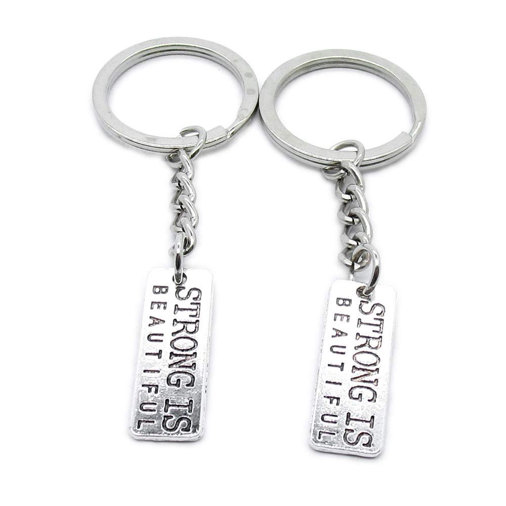 1 PCS Antique Silver Keyrings Keychains Key Ring Chains Tags Clasps AA462 Strong is Beautiful